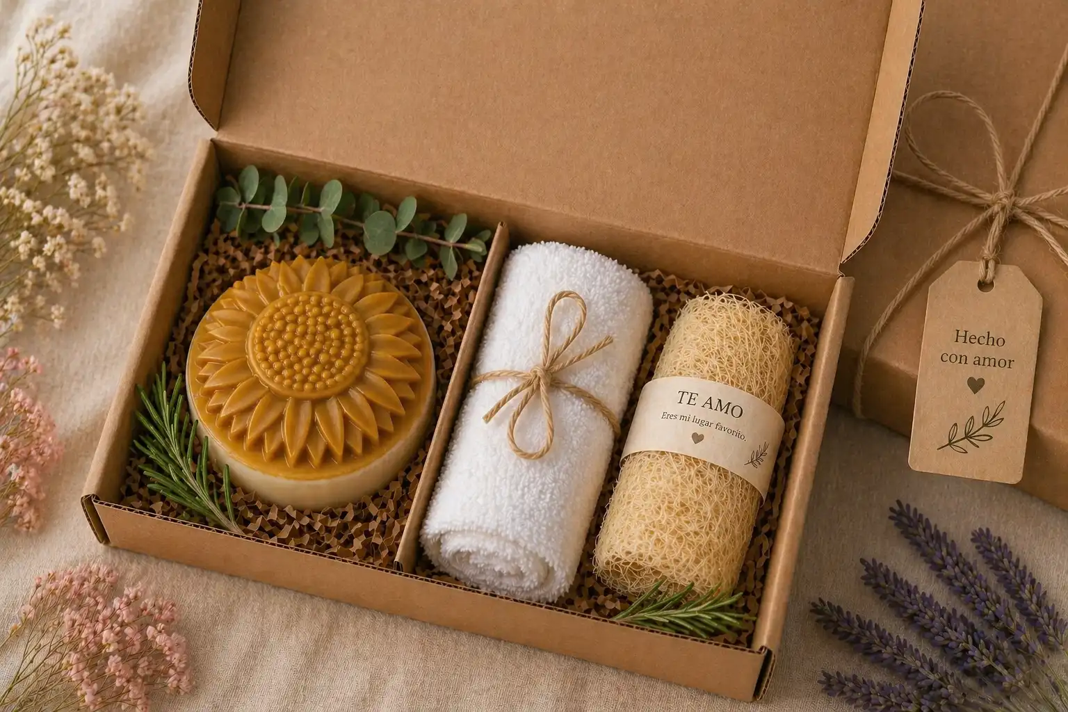 regalo para mama artesanal - un jabon con toalla y pashte